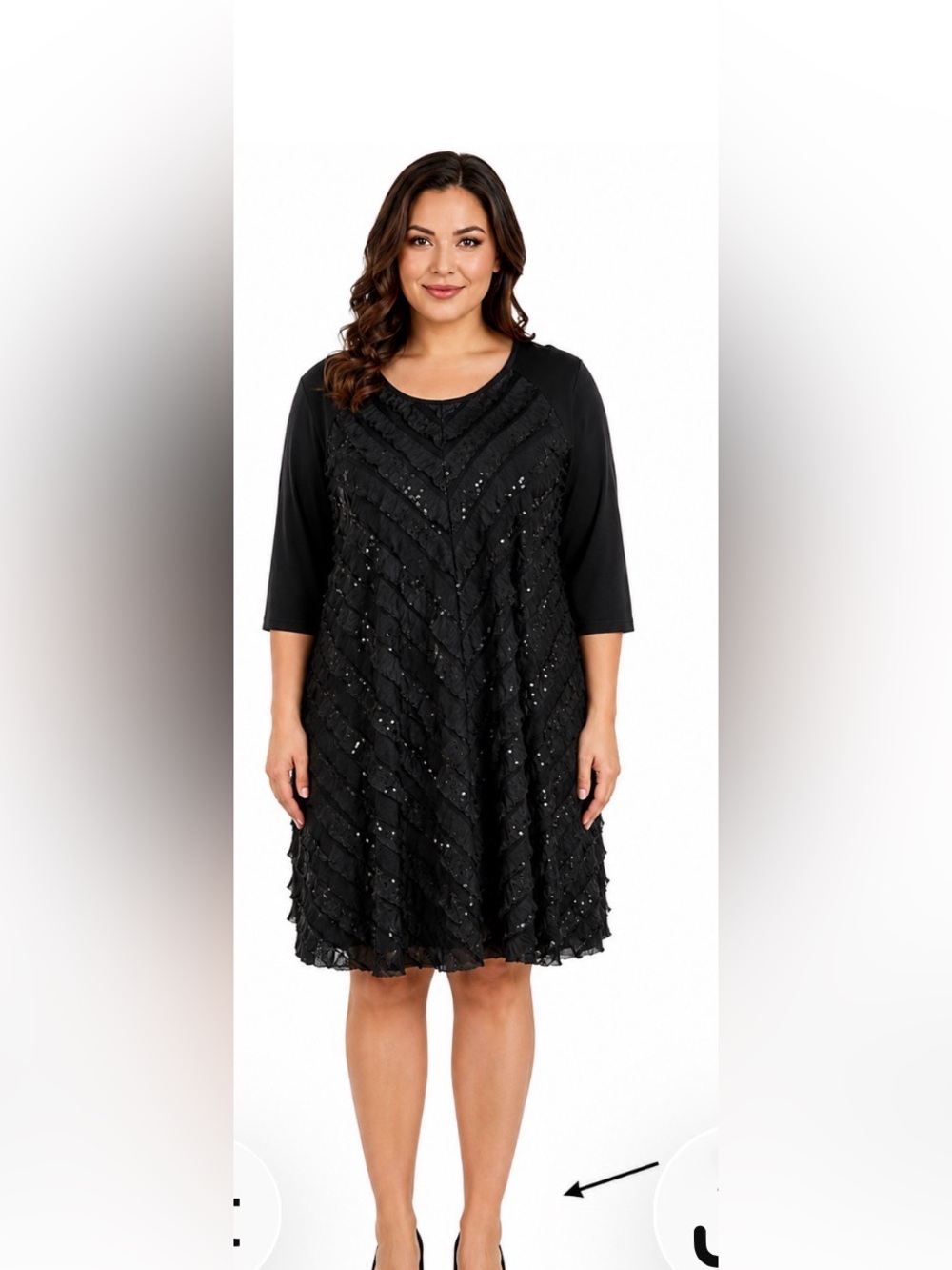 W by Worth Black Mini Dress with Sequin Texture